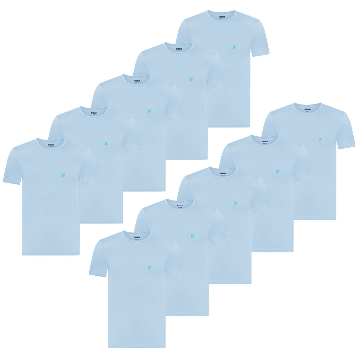 BOXR | Bambus Casual T-Shirt 10er-Pack Himmelblau
