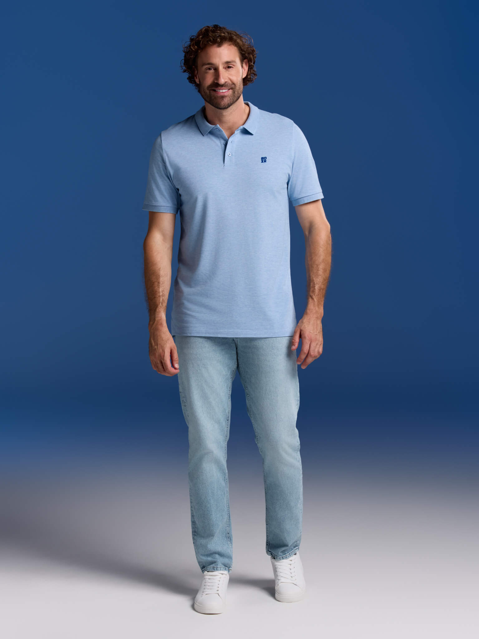 BOXR | Bambus-Poloshirts Hellblau Meliert