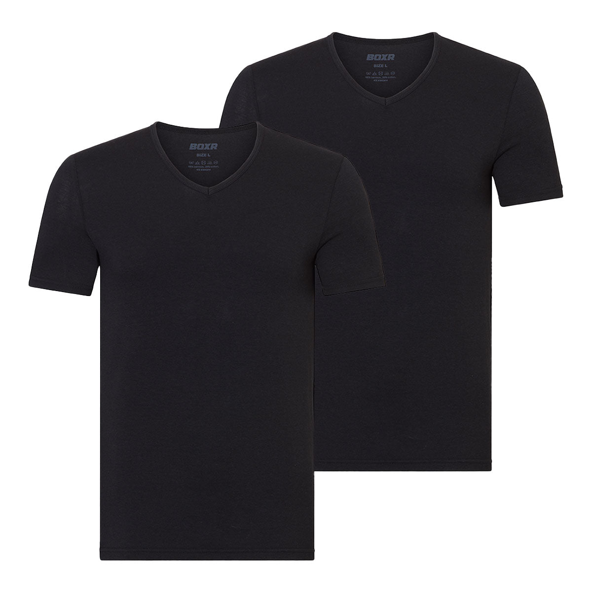 BOXR | Bambus T-Shirt V-Ausschnitt 2er-Pack Schwarz