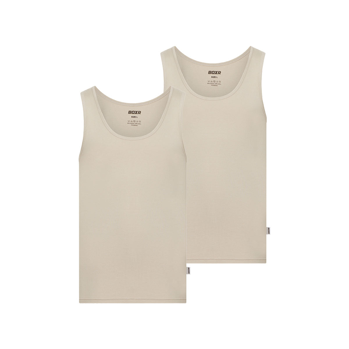 BOXR | Bambus Tank Top - 2er-Pack - Khaki Beige