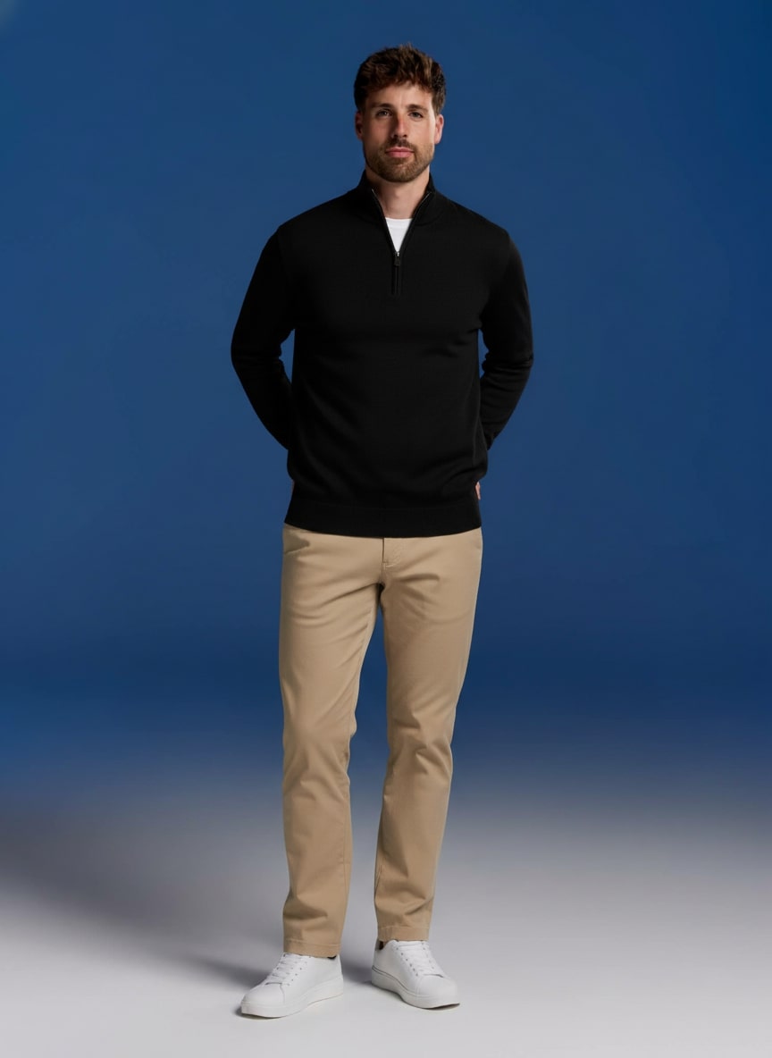 BOXR | Pullover mit Viertelreißverschluss - Schwarz