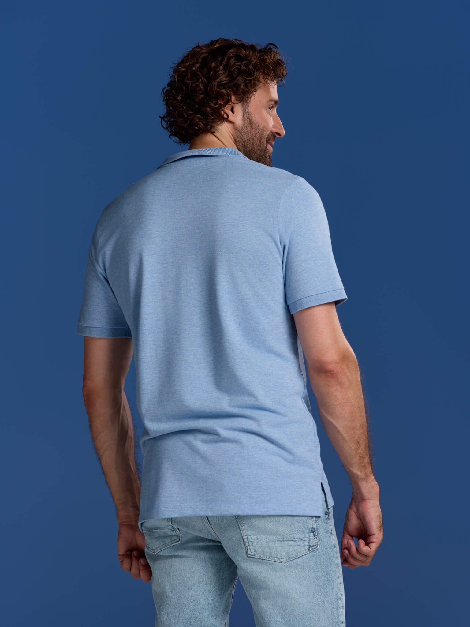 BOXR | Bambus-Poloshirts Hellblau Meliert