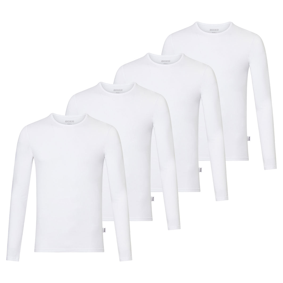 BOXR | Bambus Langarm T-Shirt 4-Pack Weiß
