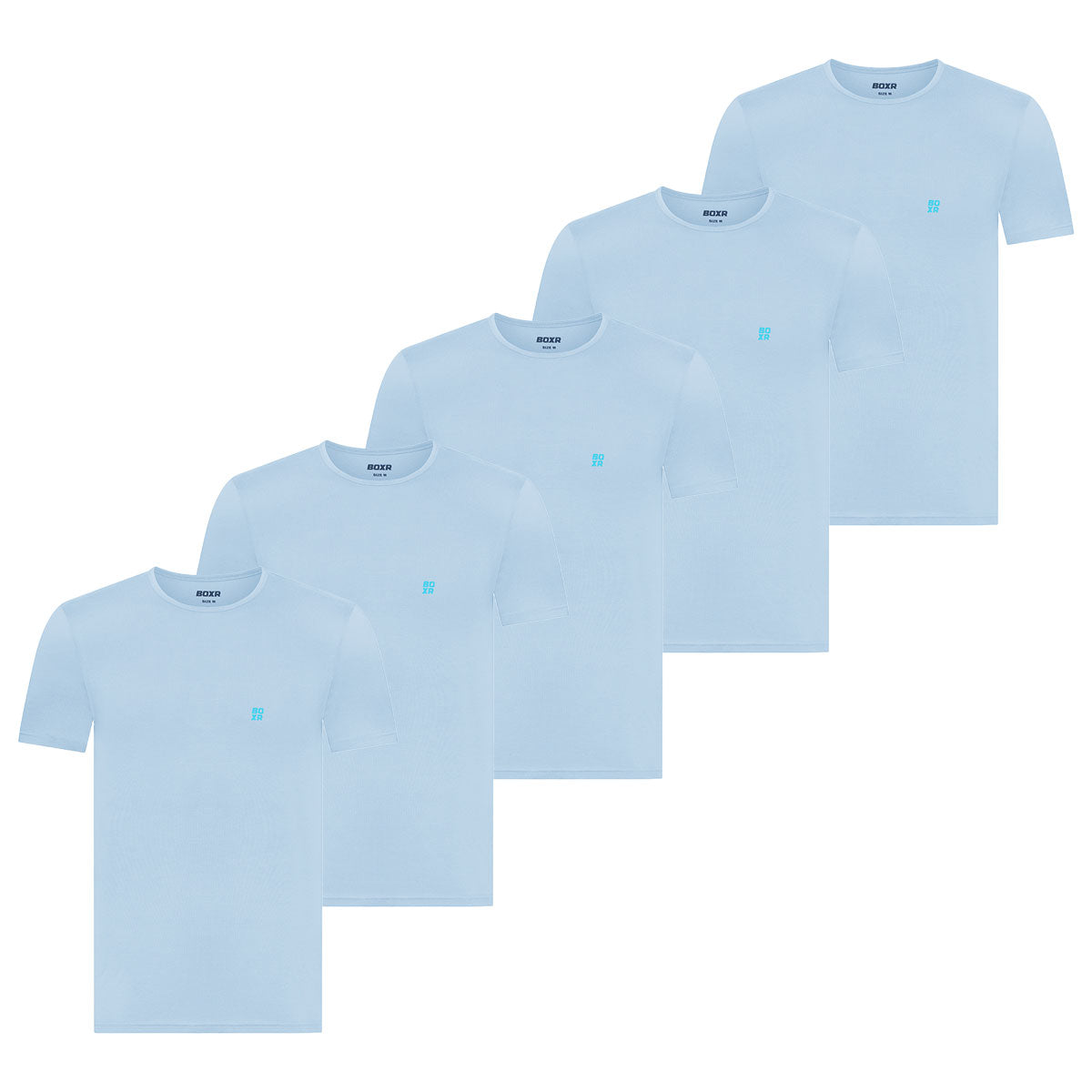 BOXR | Bambus Casual T-Shirt 5er-Pack Himmelblau