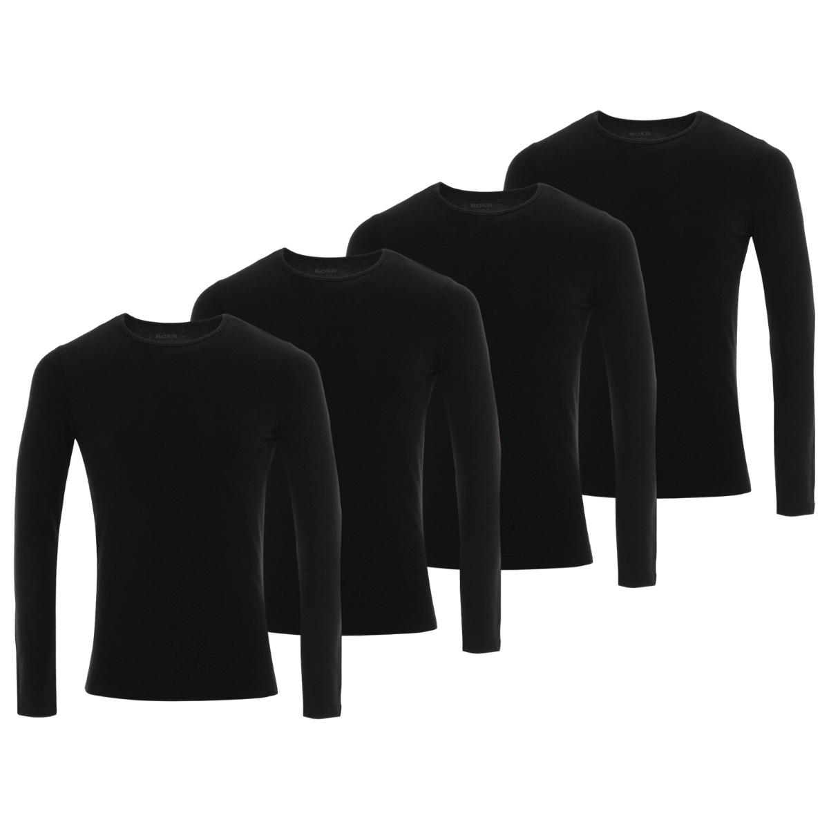 BOXR | Bambus Langarm T-Shirt 4-Pack Schwarz