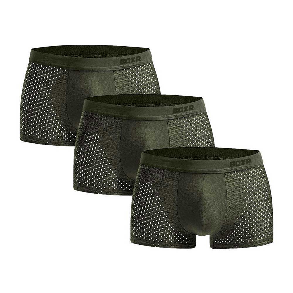 BOXR | Bambus Boxers 2.0 - 3er-Pack - Olivgrün