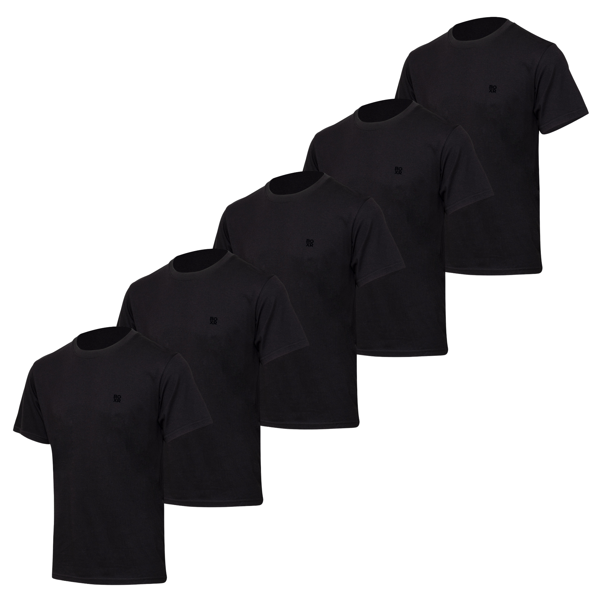 BOXR | Bambus Casual T-Shirt 5er-Pack Schwarz