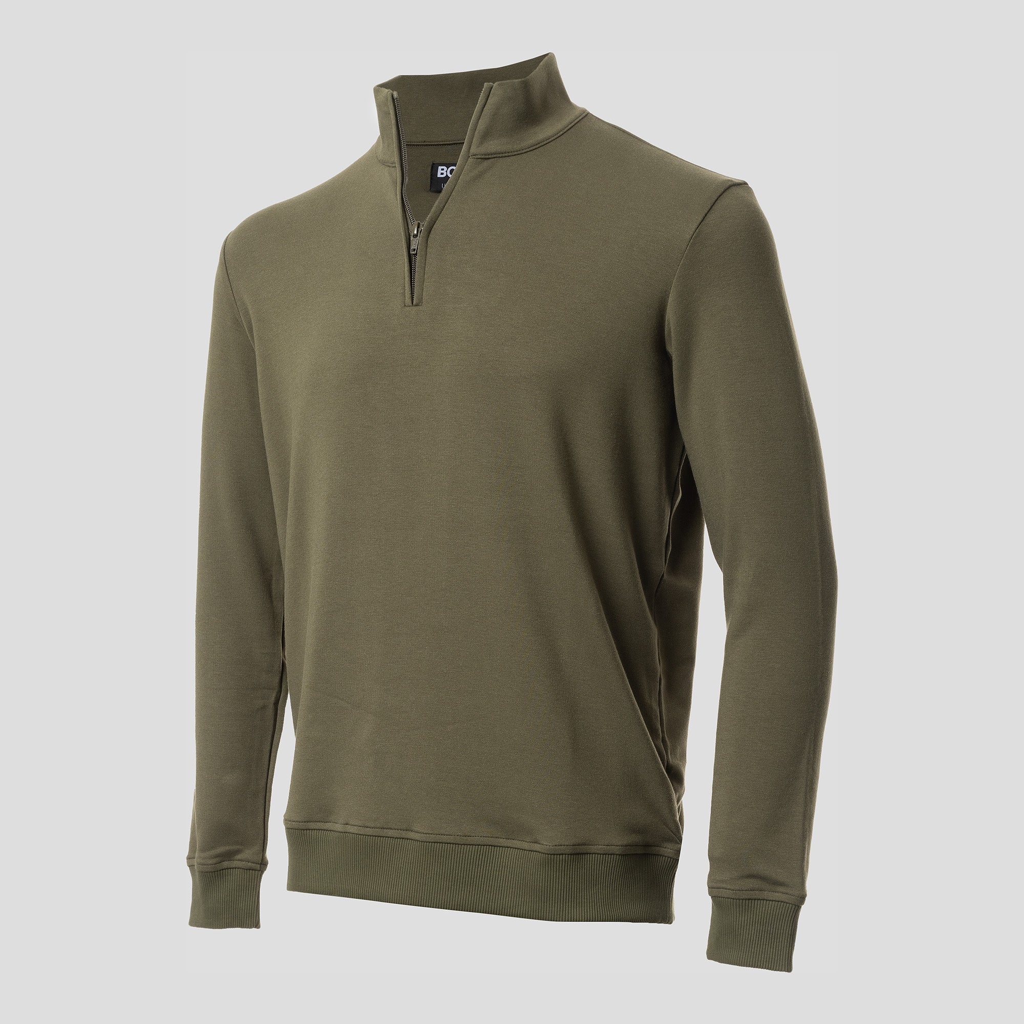 BOXR | Pullover mit Viertelreißverschluss Olivgrün