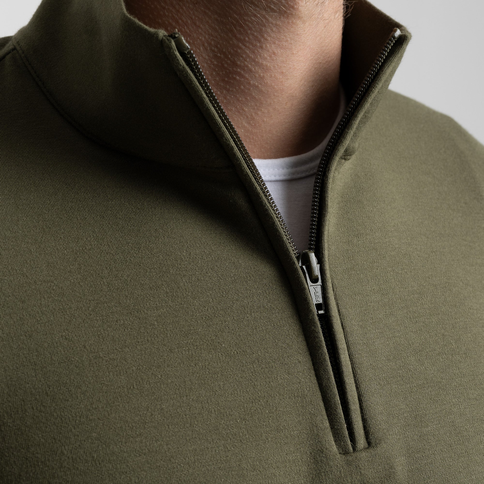 BOXR | Pullover mit Viertelreißverschluss Olivgrün