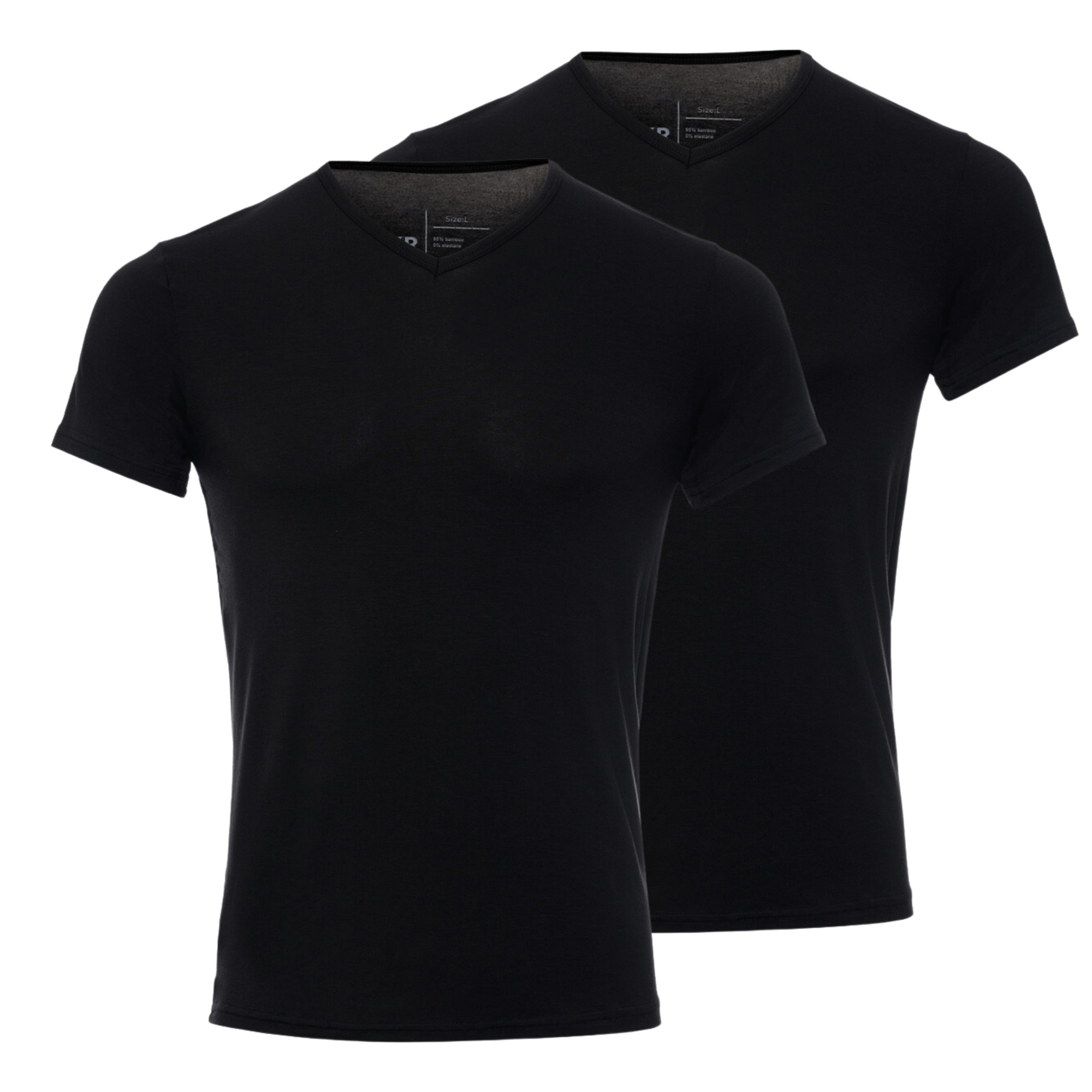 BOXR | Bambus T-Shirt V-Ausschnitt 2er-Pack Schwarz