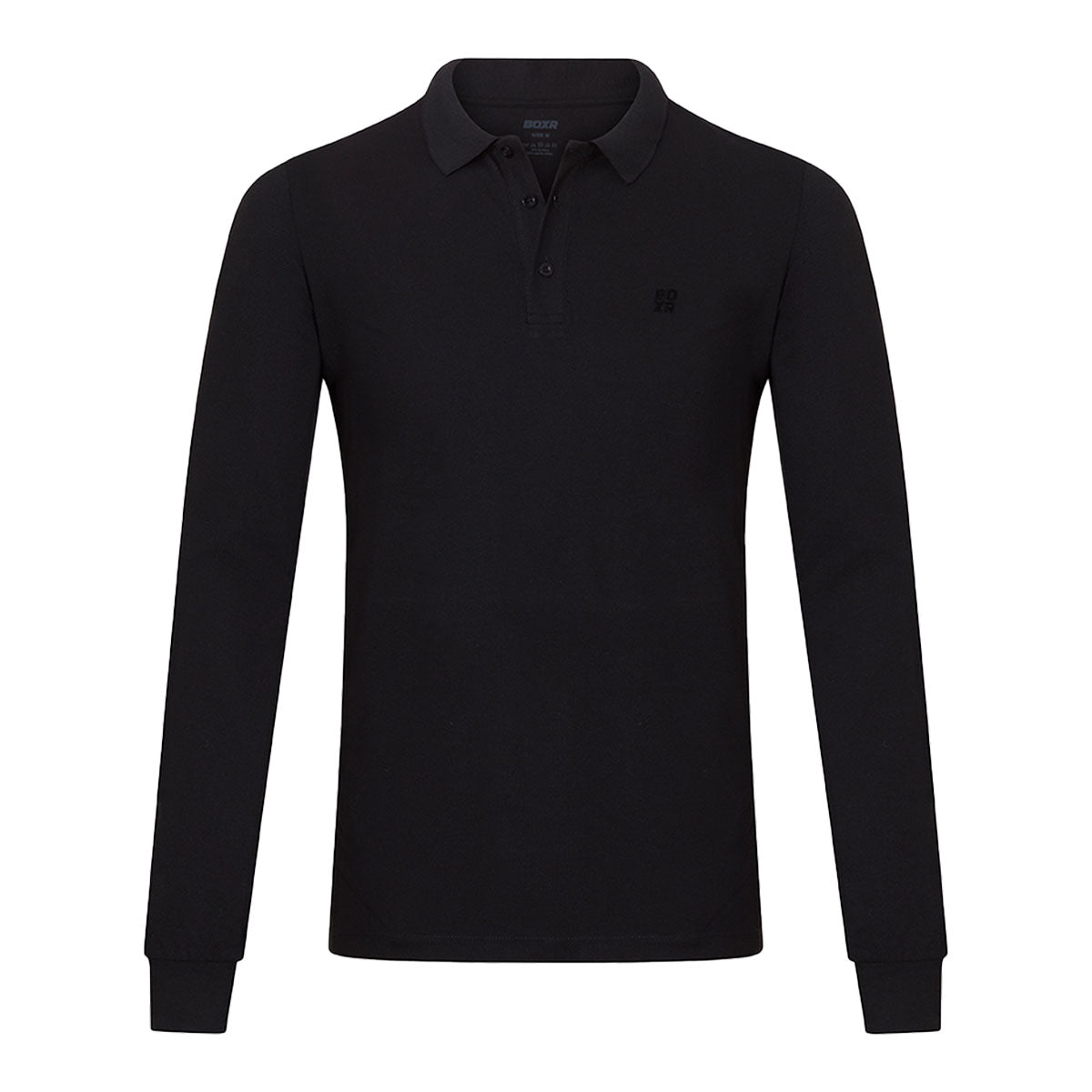 BOXR | Bambus Langarm-Poloshirt – Schwarz