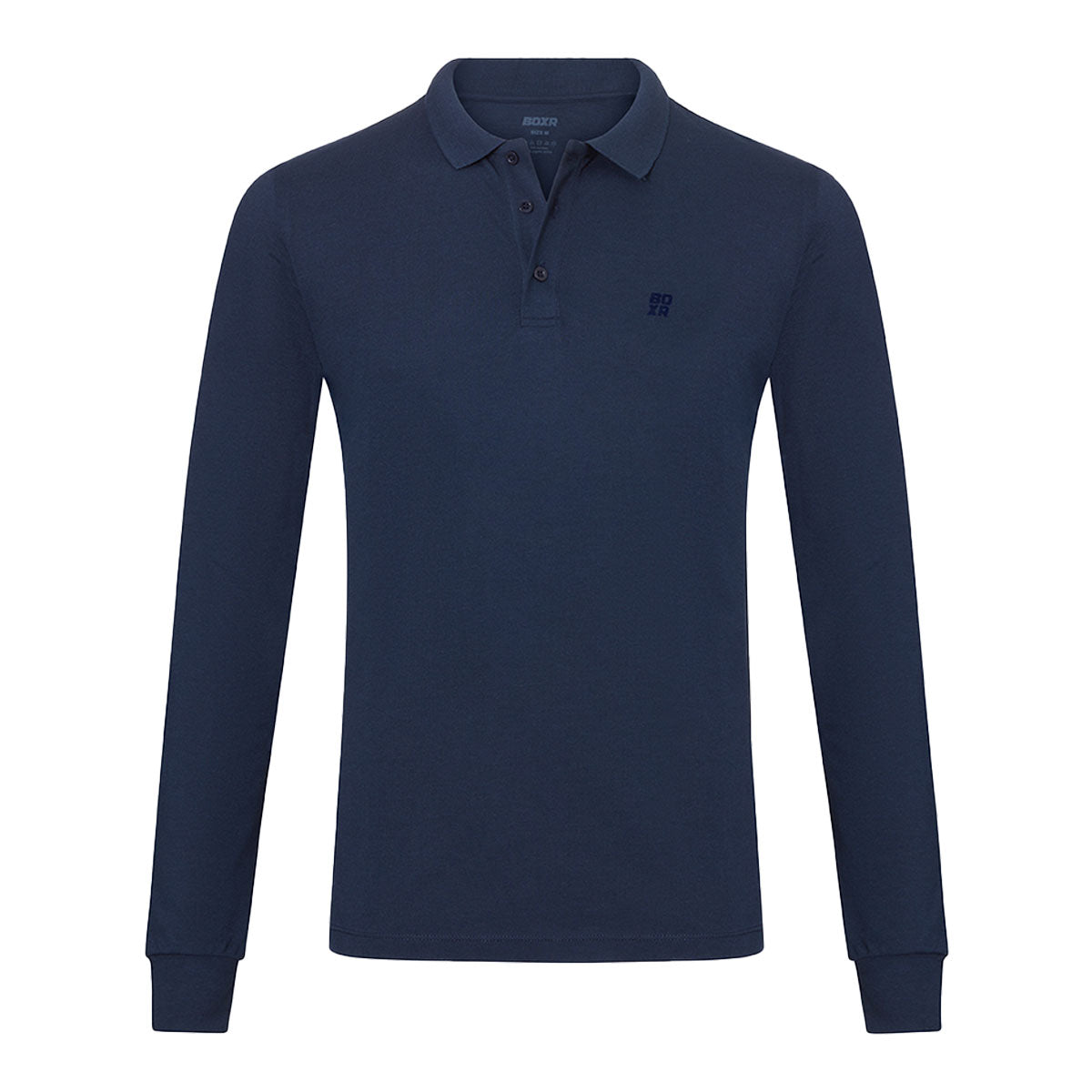 BOXR | Langarm Bambus-Poloshirts - Marineblau