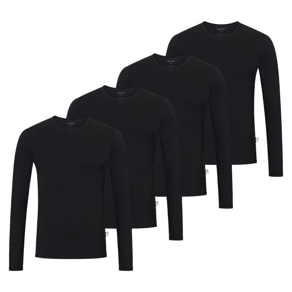 BOXR | Bambus Langarm T-Shirt 4-Pack Schwarz