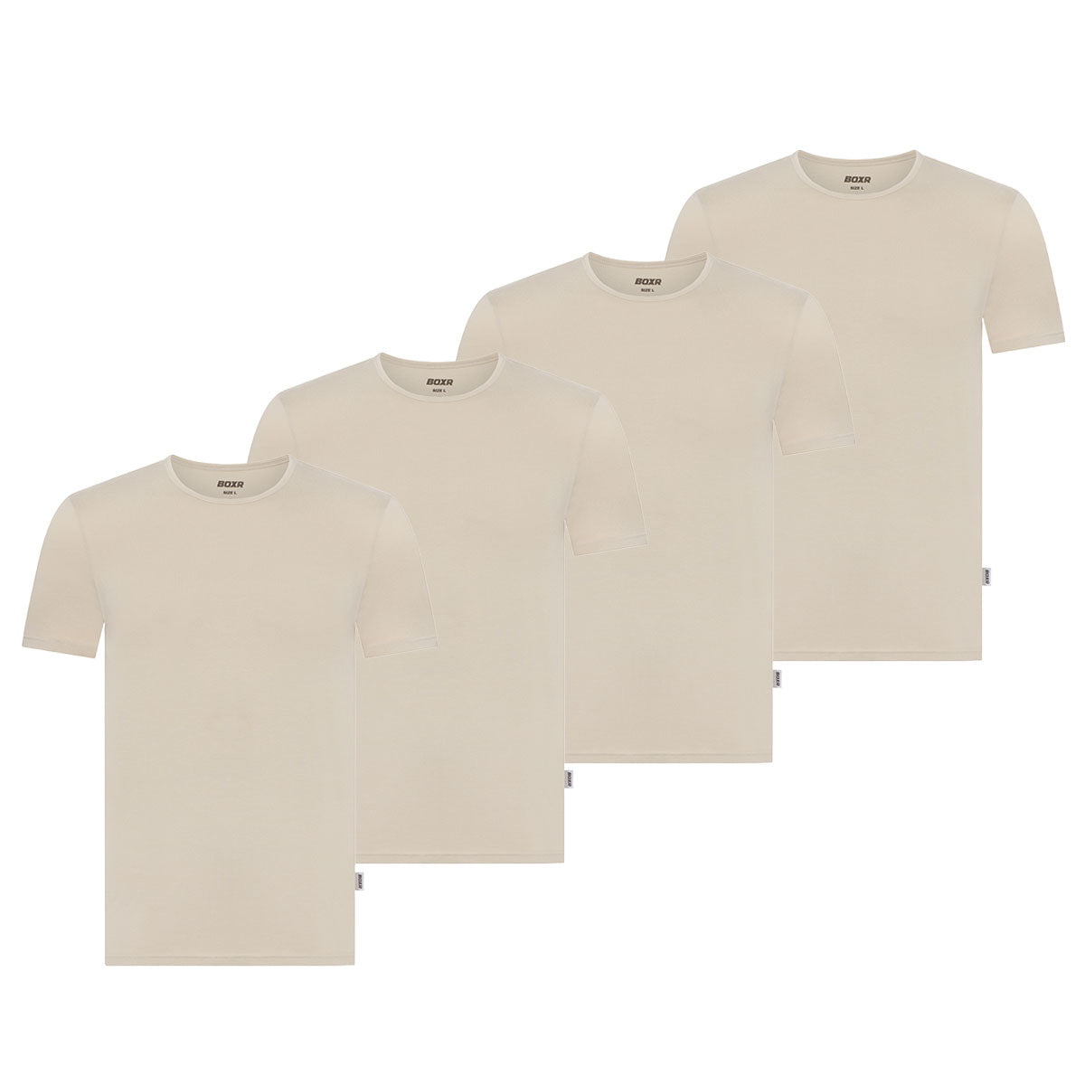 BOXR | Bambus T-Shirt - 4er-Pack - Khaki Beige