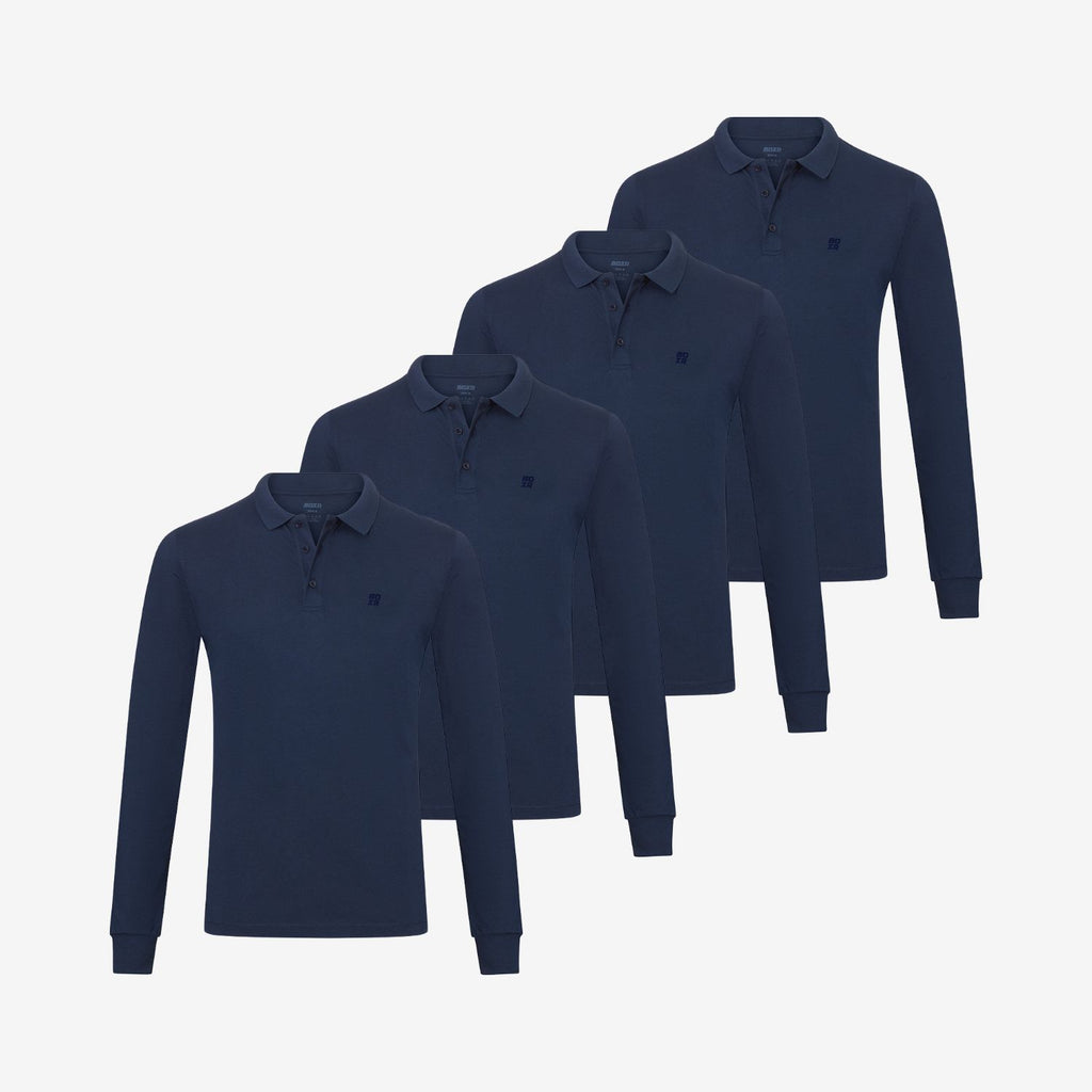 Bambus Langarm Poloshirts 4er-pack