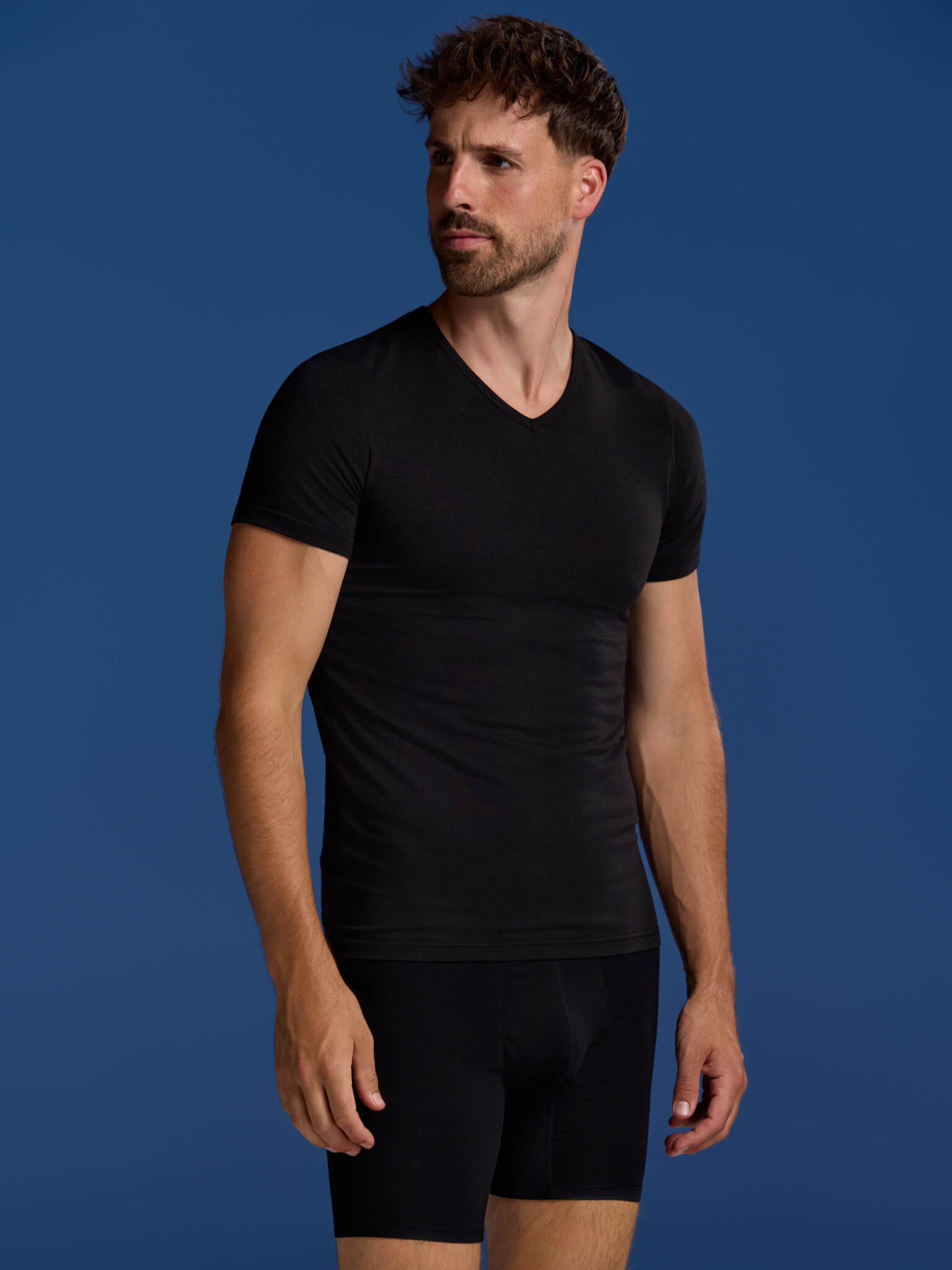 BOXR | Bambus T-Shirt V-Ausschnitt 2er-Pack Schwarz