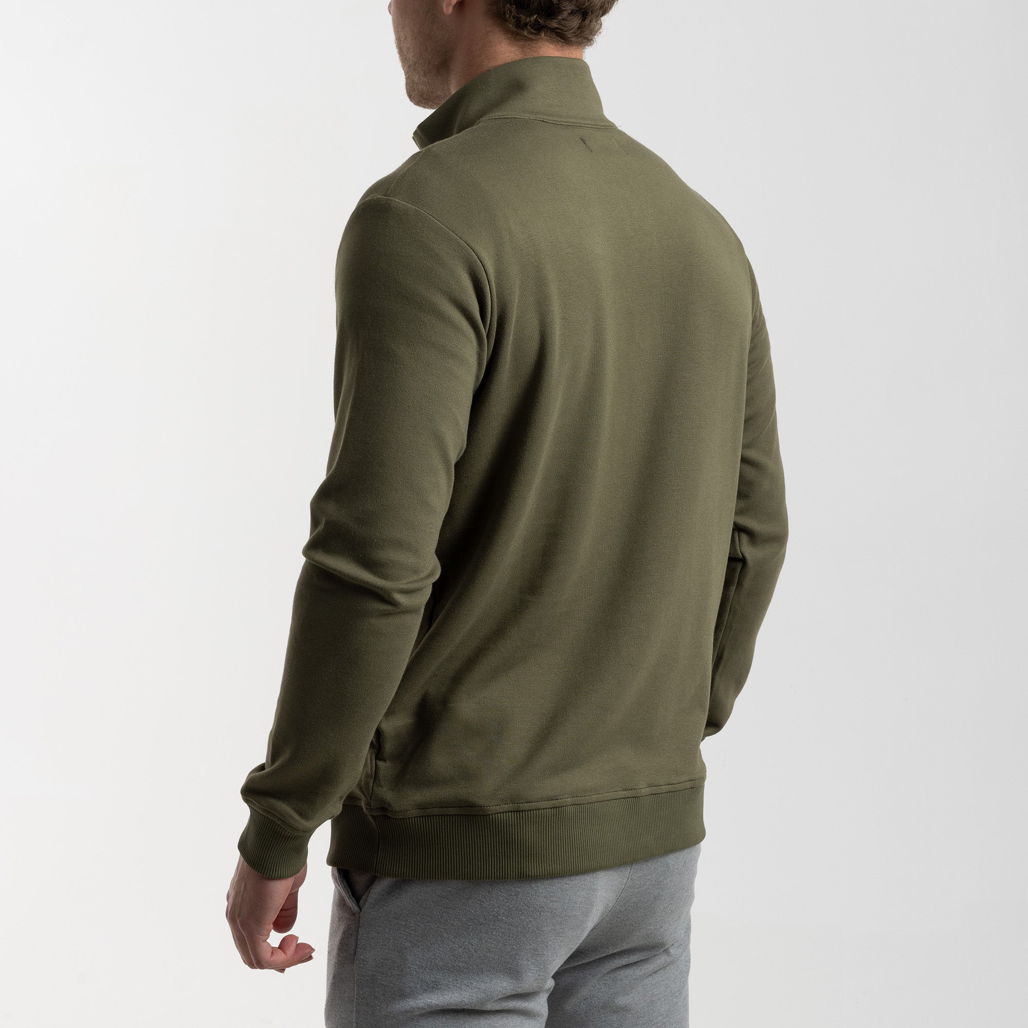 BOXR | Pullover mit Viertelreißverschluss Olivgrün