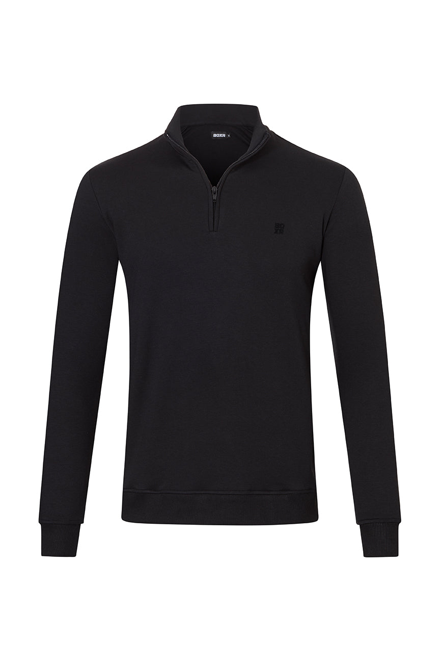BOXR | Pullover mit Viertelreißverschluss - Schwarz