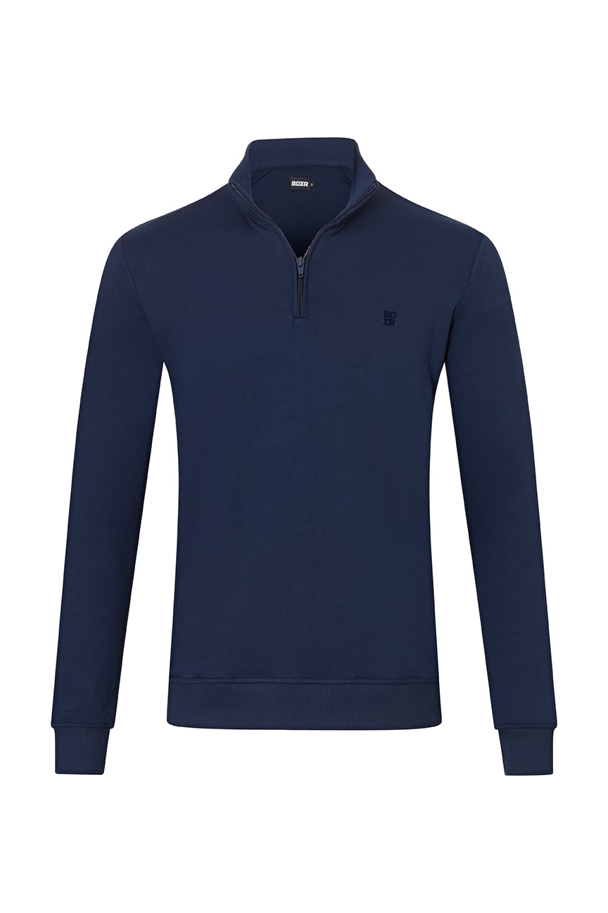 BOXR | Pullover mit Viertelreißverschluss Marineblau